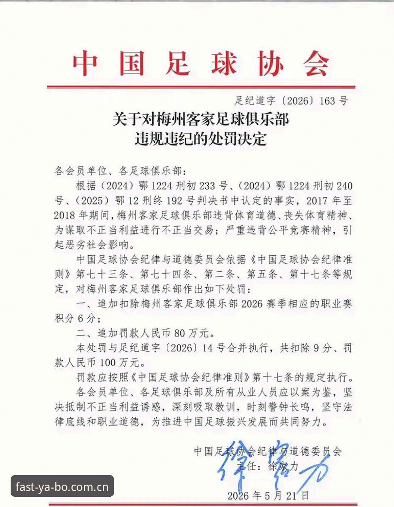 yabo快速访问 中国足协第三批禁足名单最新动态:17人终身禁足,48人遭重罚